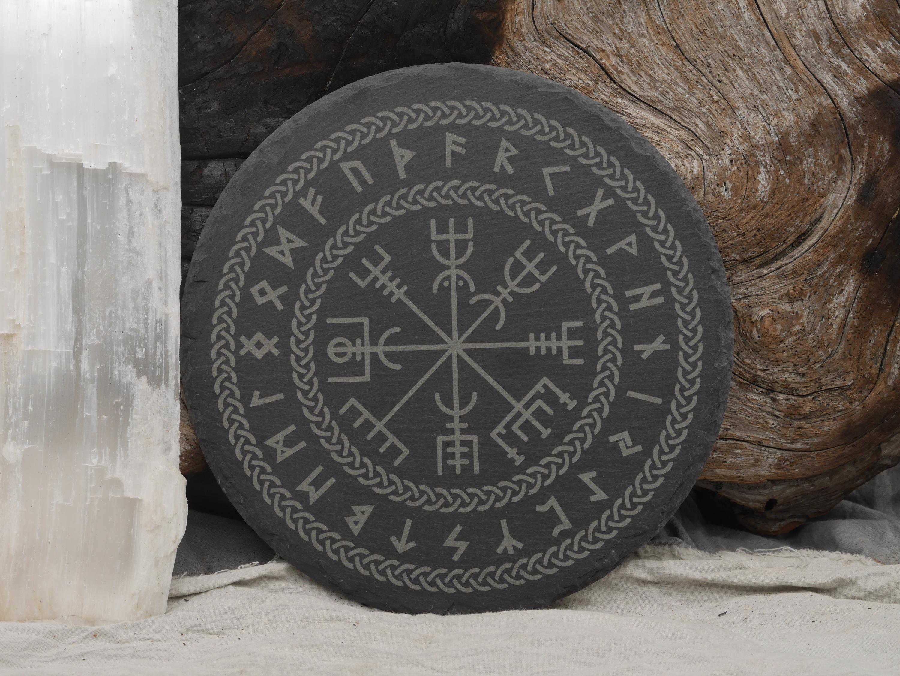 Viking Vegvisir Compass Rug - Round Viking Vegvisir Rug, Norse Compass Area Rug, Celtic Knot Nordic