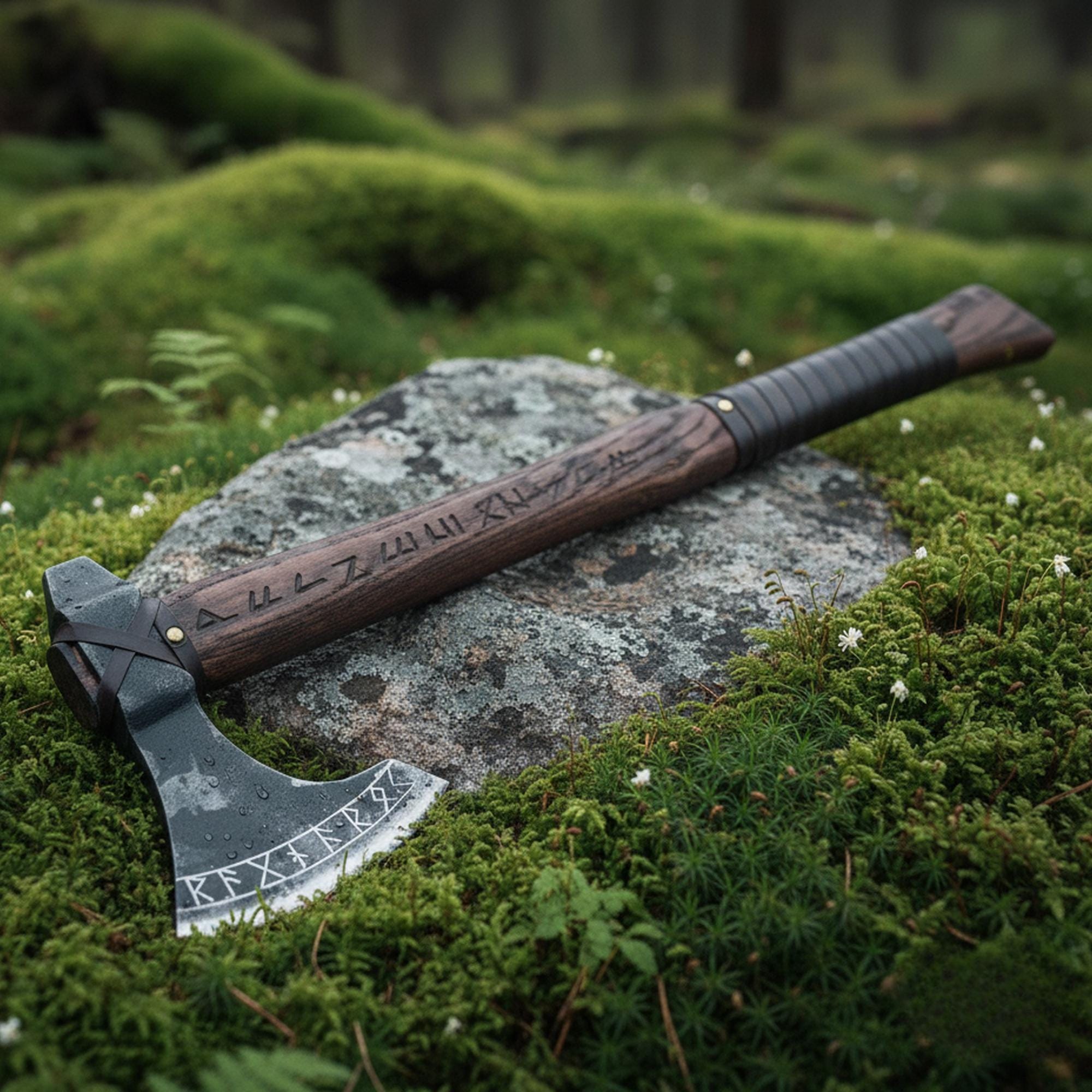 Viking Weapon Replica - Functional Hand forged Engraved Viking Axe - Perfect gift for him on this