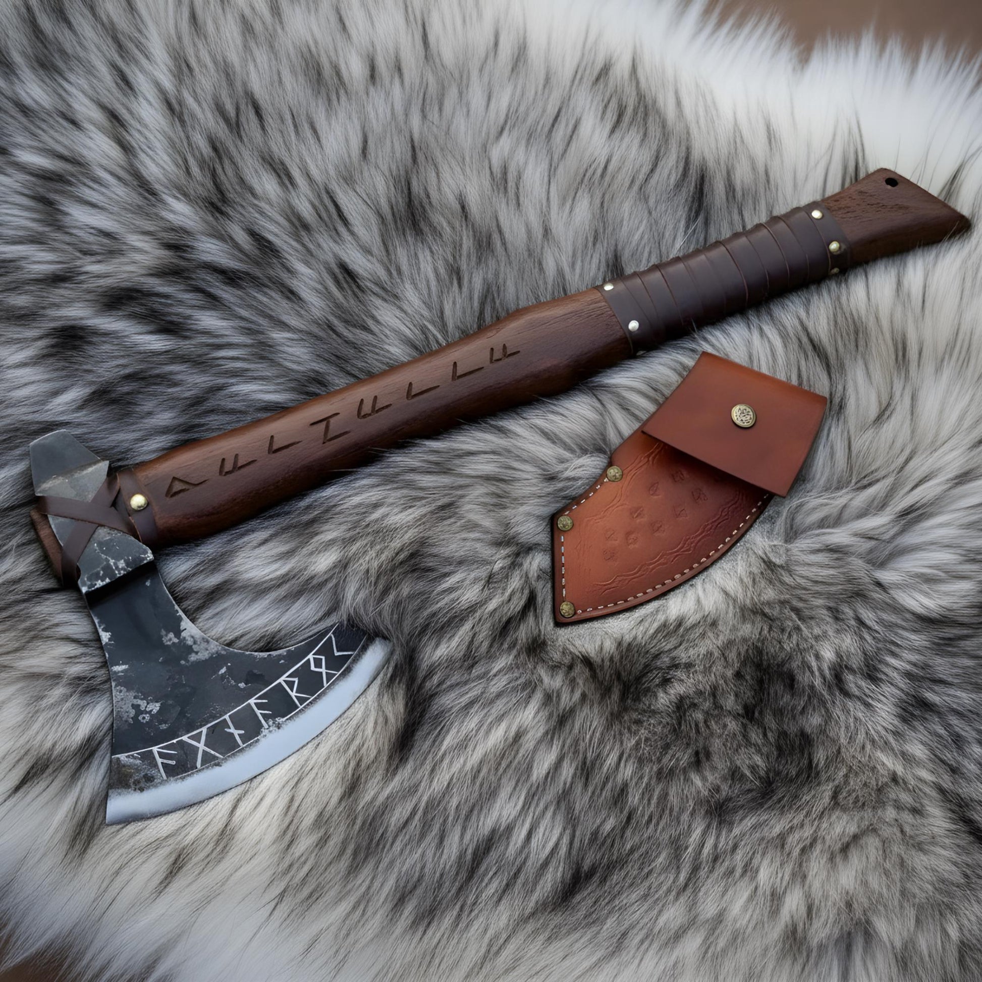 Viking Weapon Replica - Functional Hand forged Engraved Viking Axe - Perfect gift for him on this