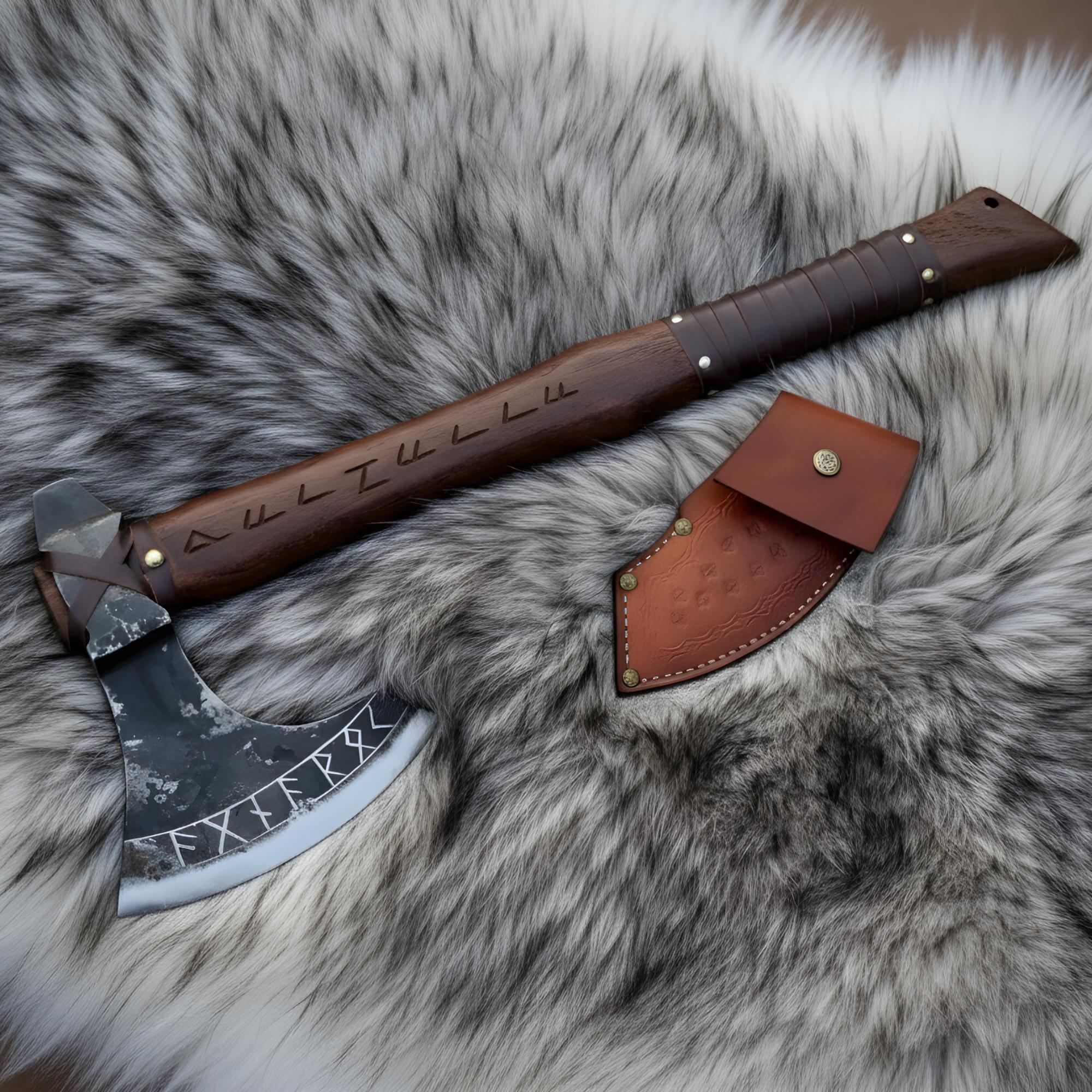Viking Weapon Replica - Functional Hand forged Engraved Viking Axe - Perfect gift for him on this