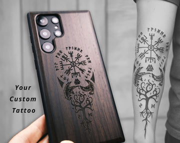 Viking Vegvisir Compass Costume & LARP - Custom Tattoo Engraved Phone Case, Vegvisir Viking Compass