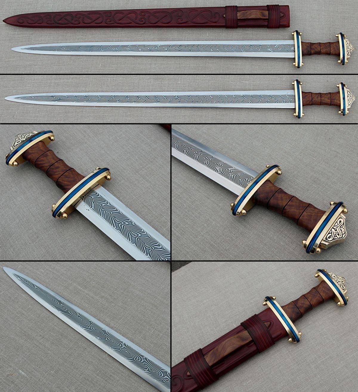 Viking Weapon Replica - Hand Forged Northmen Damascus Sword Replica, Authentic Viking Inspired