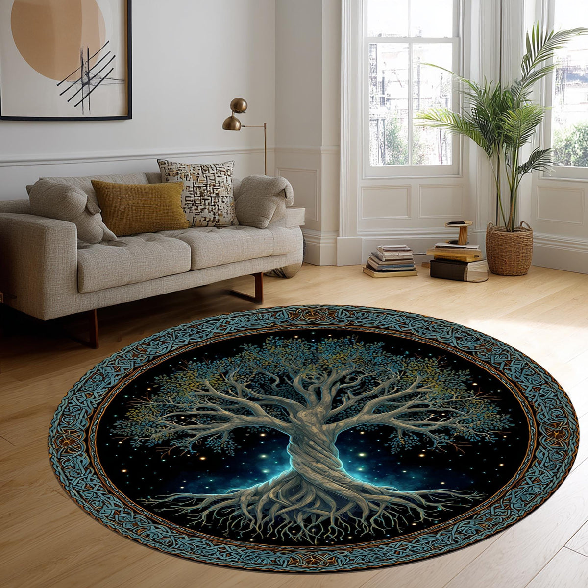 Viking Yggdrasil Tree of Life Rug - Yggdrasil Tree Of Life Round Rug, Nordic Carpet, Vikings Rug