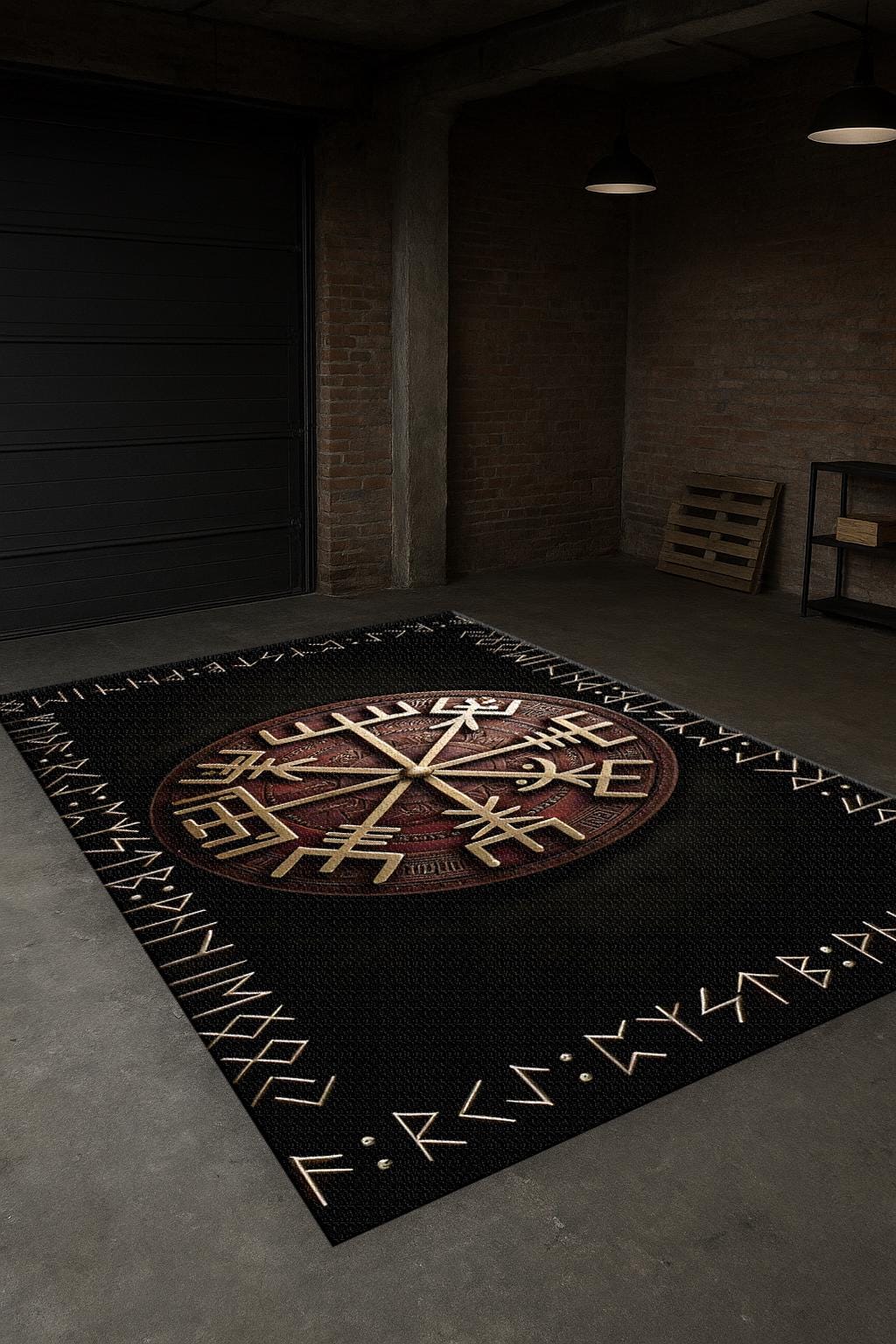 Viking Valknut Rug - Viking Decor Area Rug, Valknut Norse Pagan Rug, Scandinavian Design Carpet