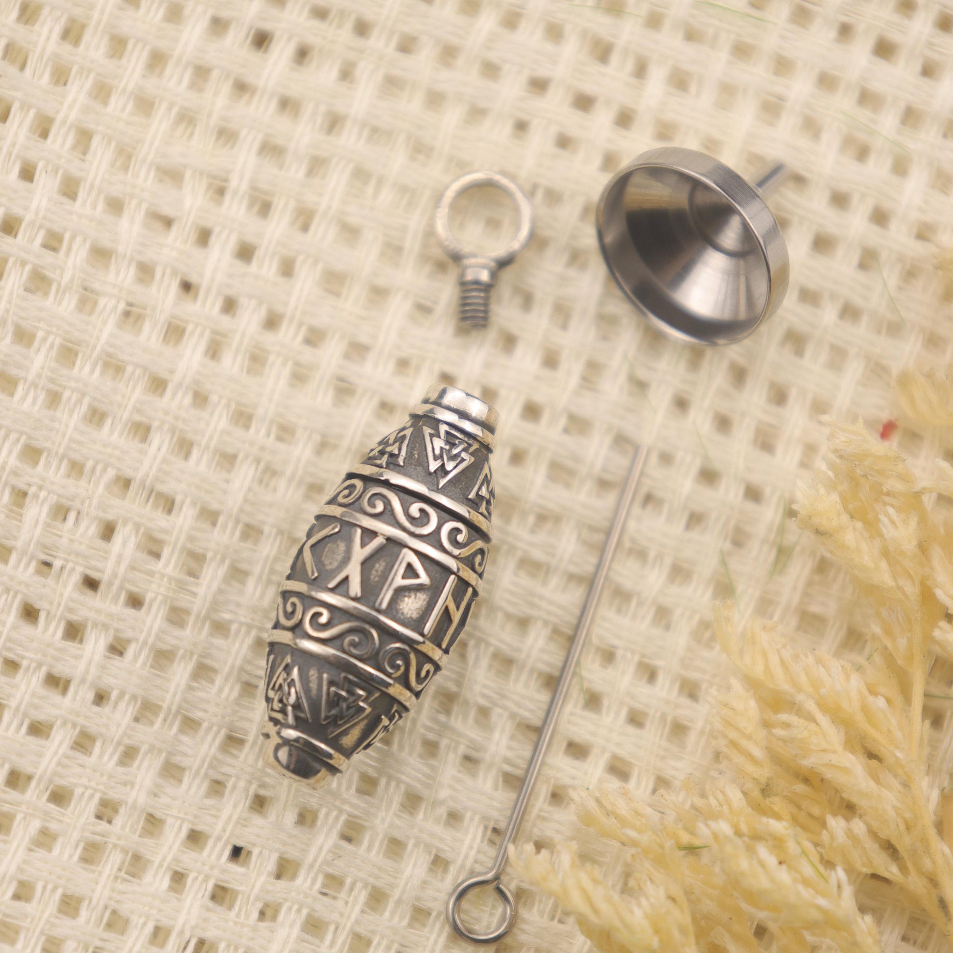 Viking Rune Necklace - Viking Rune Urn Necklace – Norse Symbol Cremation Jewelry for Ashes – 925