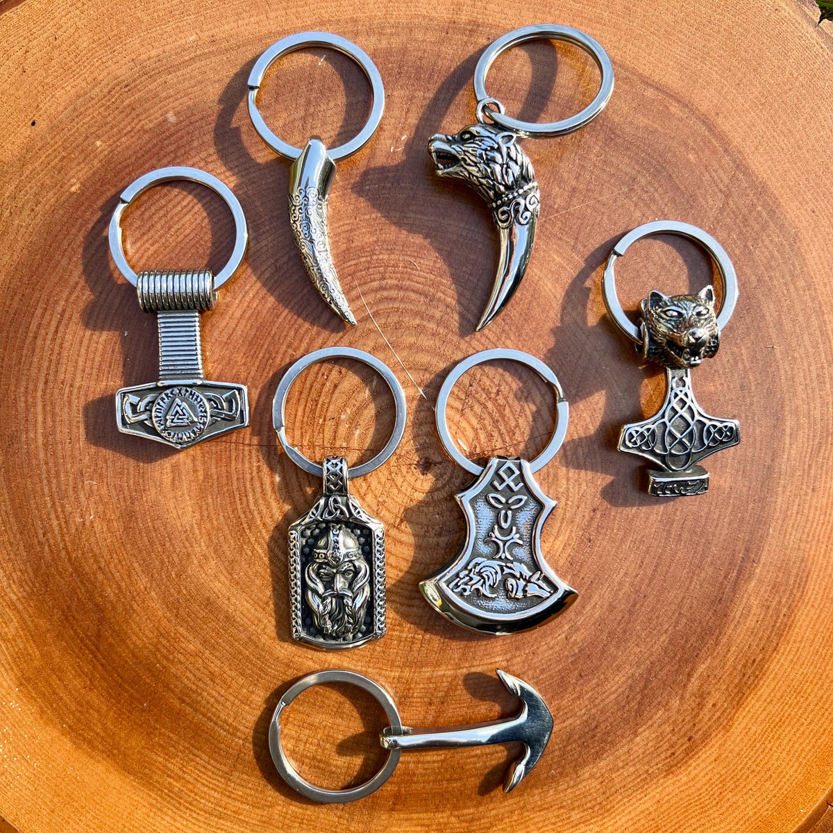 Viking Thor's Hammer Necklace - Viking Stainless Steel Hammer Pendant Necklace, Wolf Head Norse