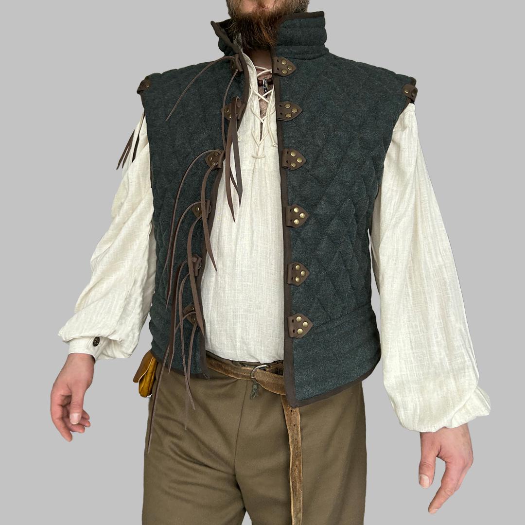 Viking Jacket - Wine Medieval Gambeson Coat for Men – Quilted Viking Armor Jacket