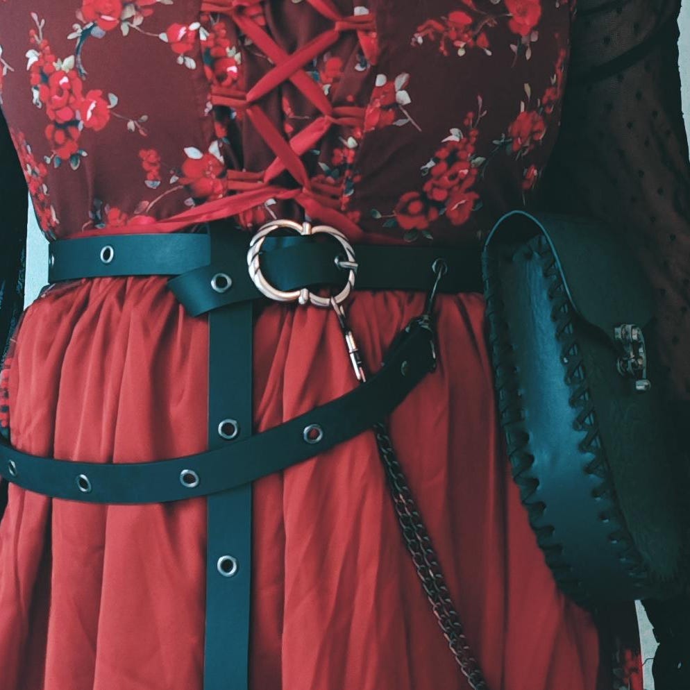 Viking Vegvisir Compass Costume & LARP - 3-Piece Medieval Belt & Pouch Set -Norse Vegvisir Rune