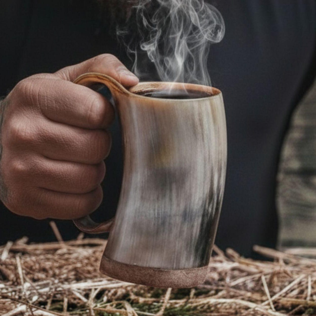Viking Mug - Handmade Viking Horn Mug, Authentic Natural Ox Horn Tankard, 8 oz Drinking Mug for
