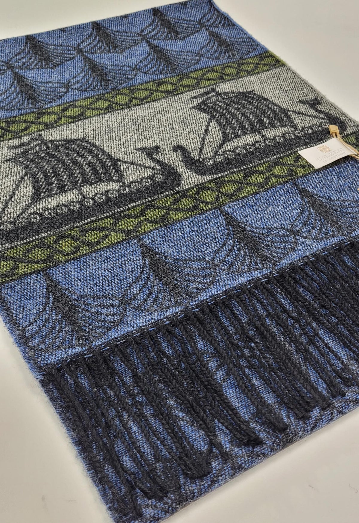 Viking Home Decor - Made in Scotland Jacquard Woven Viking Ship Serpent Scarf