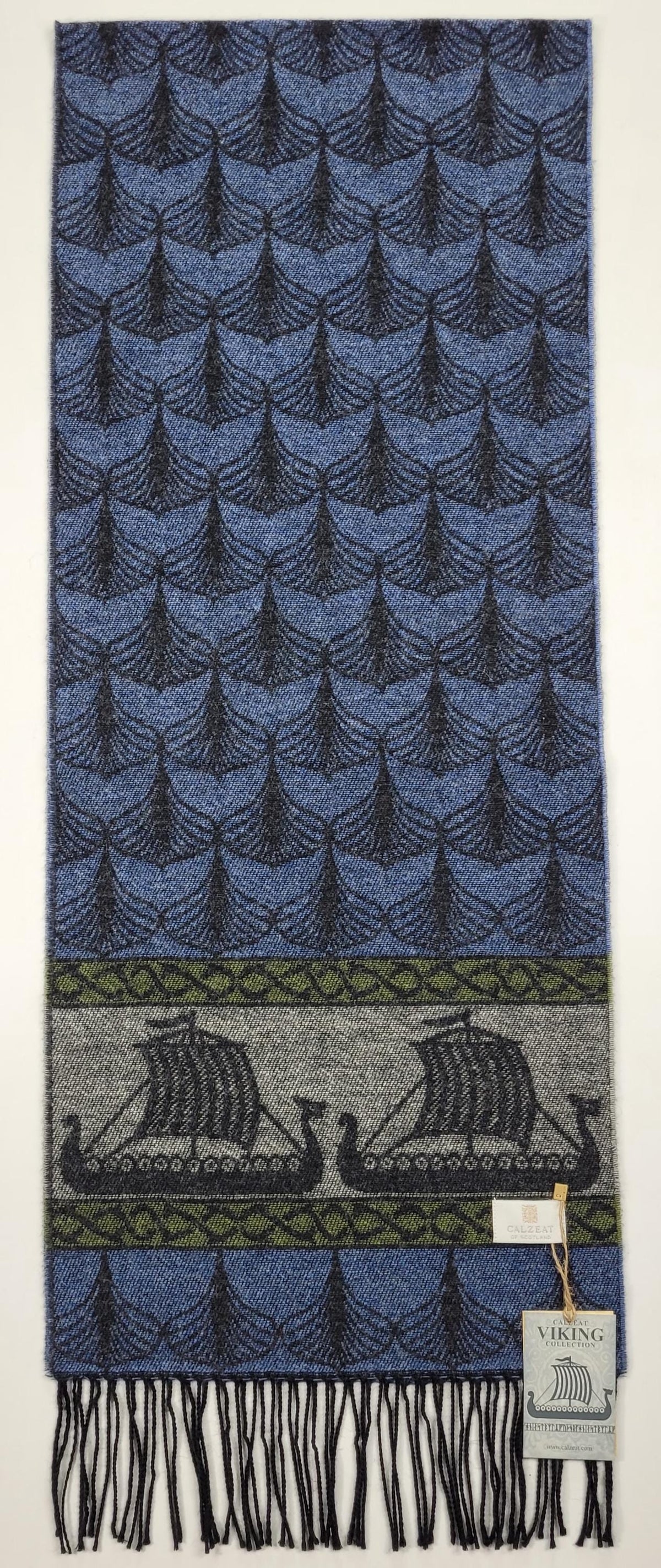 Viking Home Decor - Made in Scotland Jacquard Woven Viking Ship Serpent Scarf