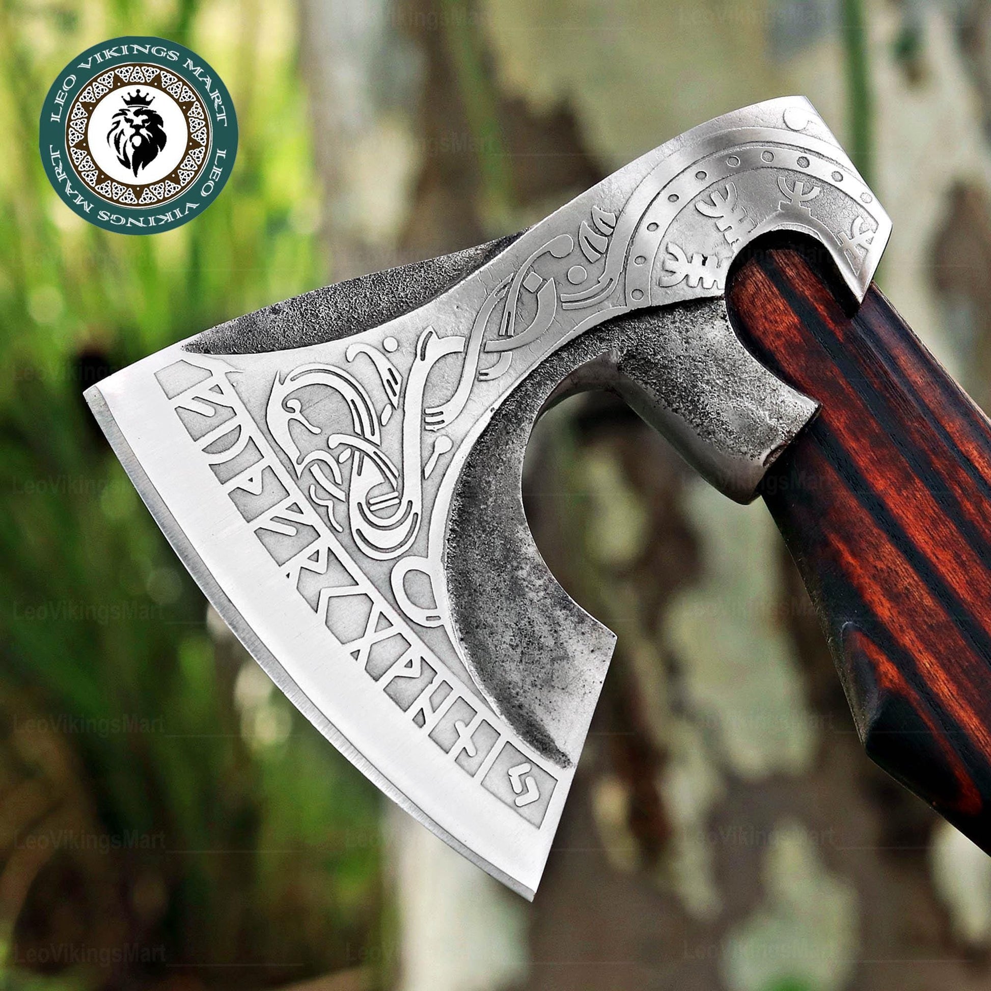 Viking Weapon Replica - Personalized Viking Axe, Hand made Carbon Steel Camping Hatchet With