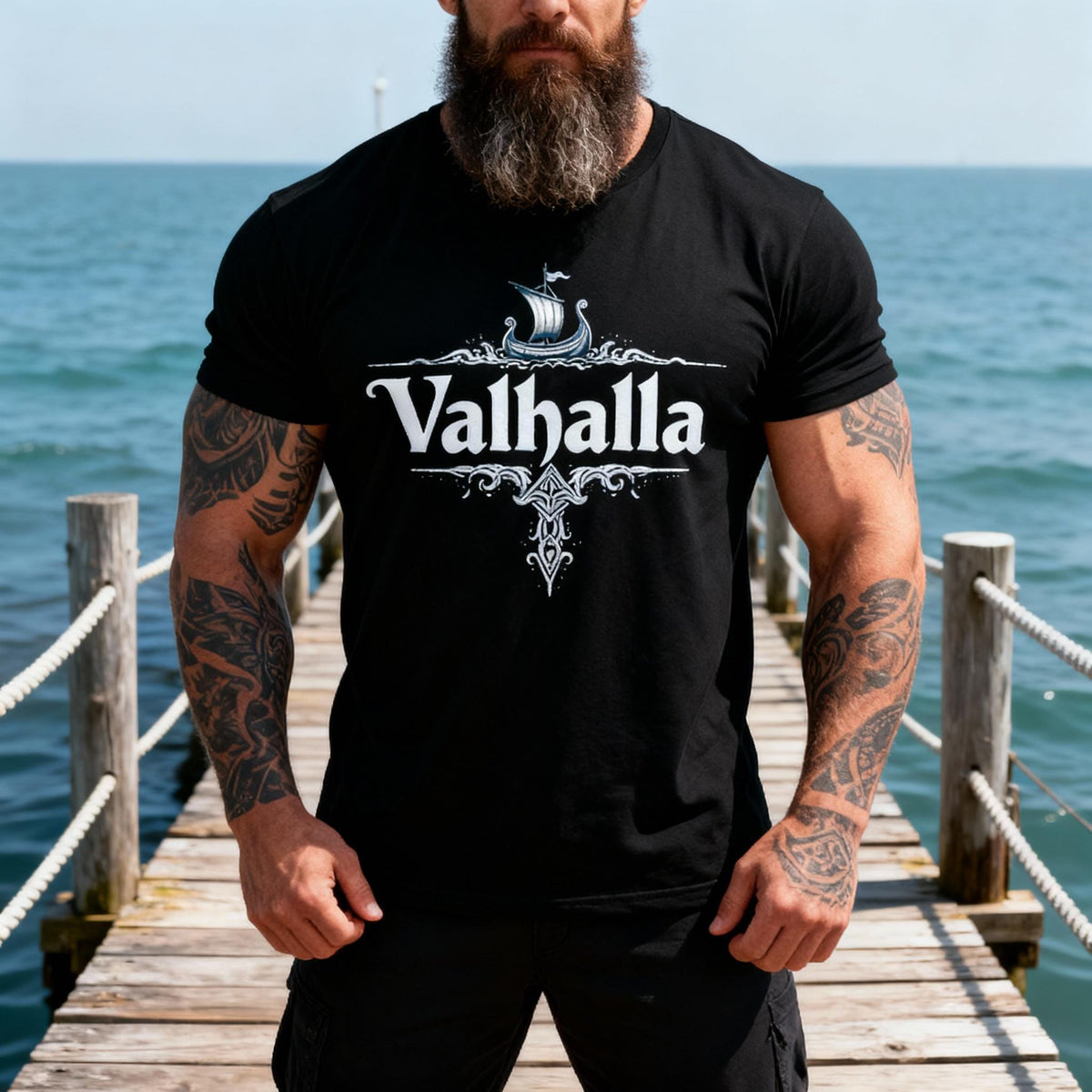 Viking Odin T-Shirt - Valhalla T-Shirt, Viking Ship Shirt, Norse Mythology Tee for Men & Women