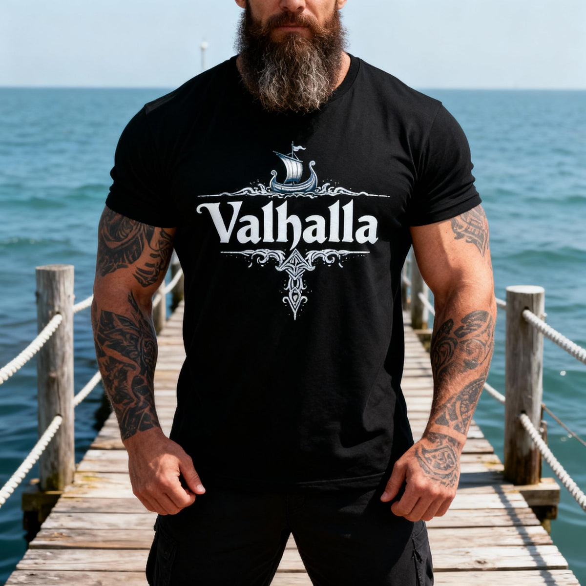 Viking Raven T-Shirt - Valhalla After Dark Viking Shirt, Norse Mythology T-Shirt, Raven Valhalla