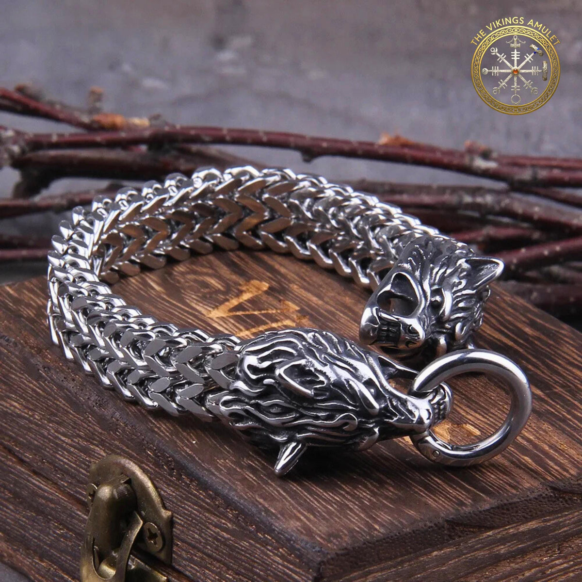 Viking Bracelet - Vikings Norse Dragon Cuff Bracelet, Minimalist Stainless Steel Punk Mesh Link