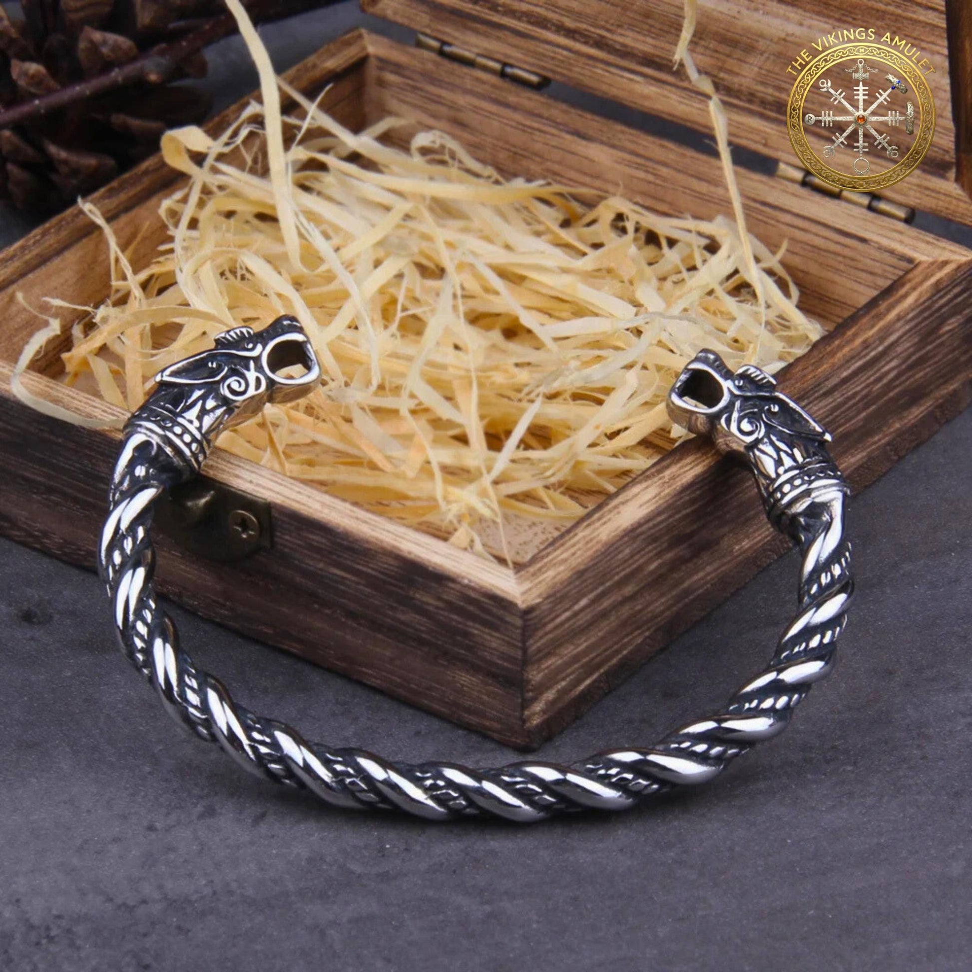 Viking Bracelet - Vikings Norse Dragon Cuff Bracelet, Minimalist Stainless Steel Punk Mesh Link