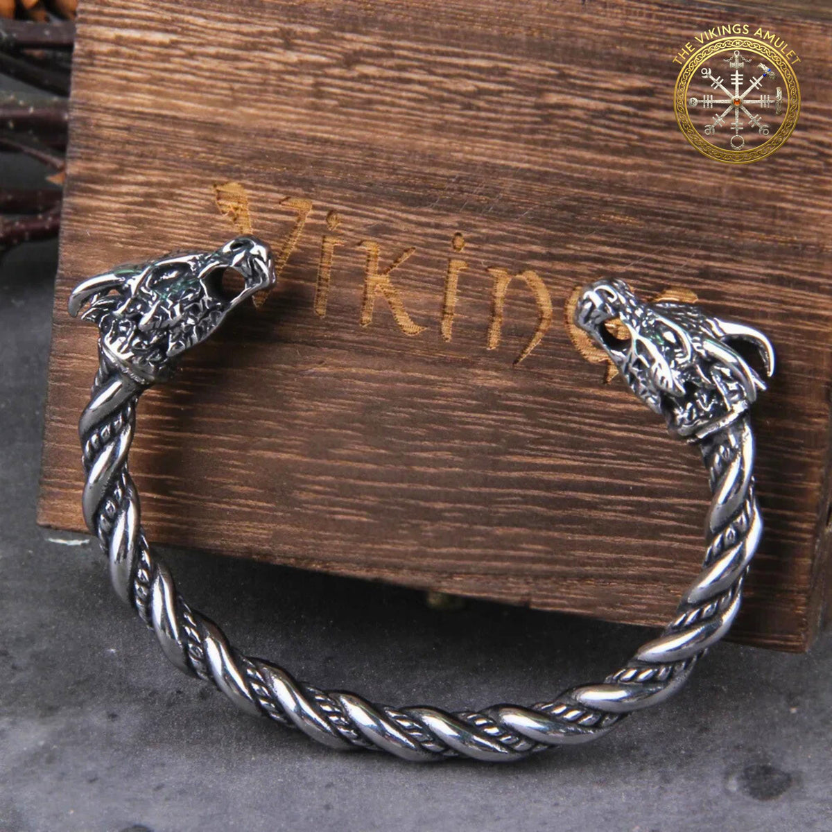 Viking Bracelet - Vikings Norse Dragon Cuff Bracelet, Minimalist Stainless Steel Punk Mesh Link