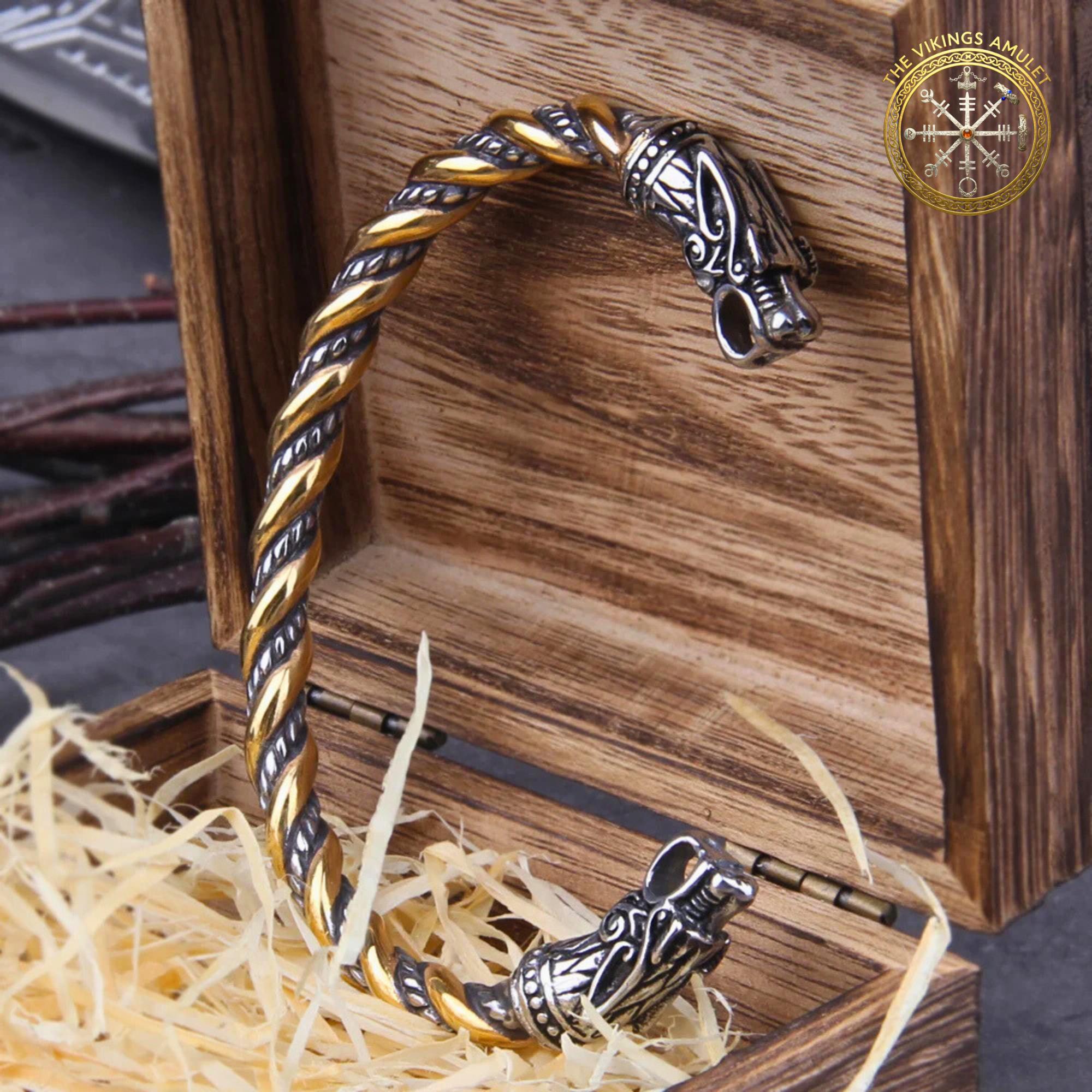 Viking Bracelet - Vikings Norse Dragon Cuff Bracelet, Minimalist Stainless Steel Punk Mesh Link