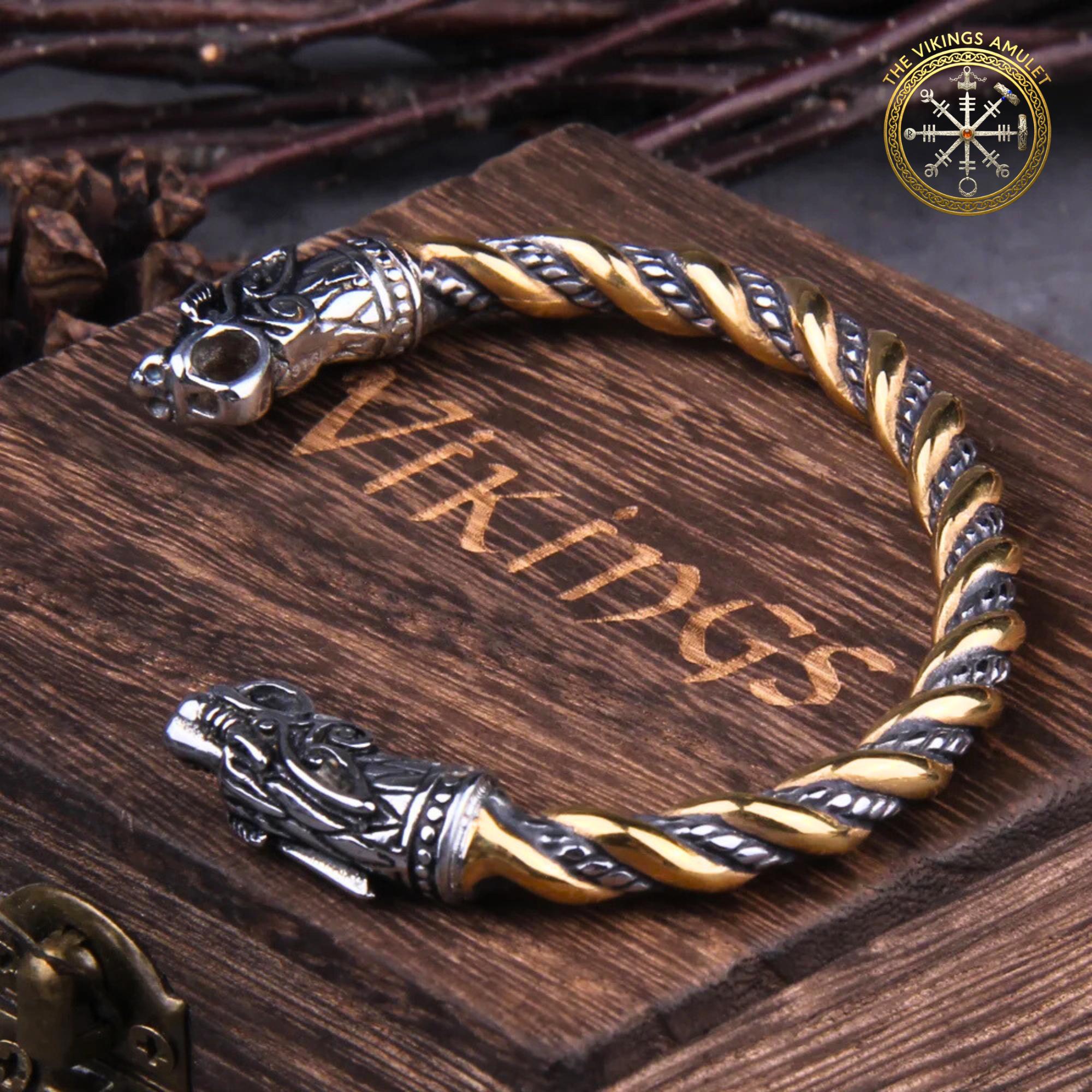 Viking Bracelet - Vikings Norse Dragon Cuff Bracelet, Minimalist Stainless Steel Punk Mesh Link
