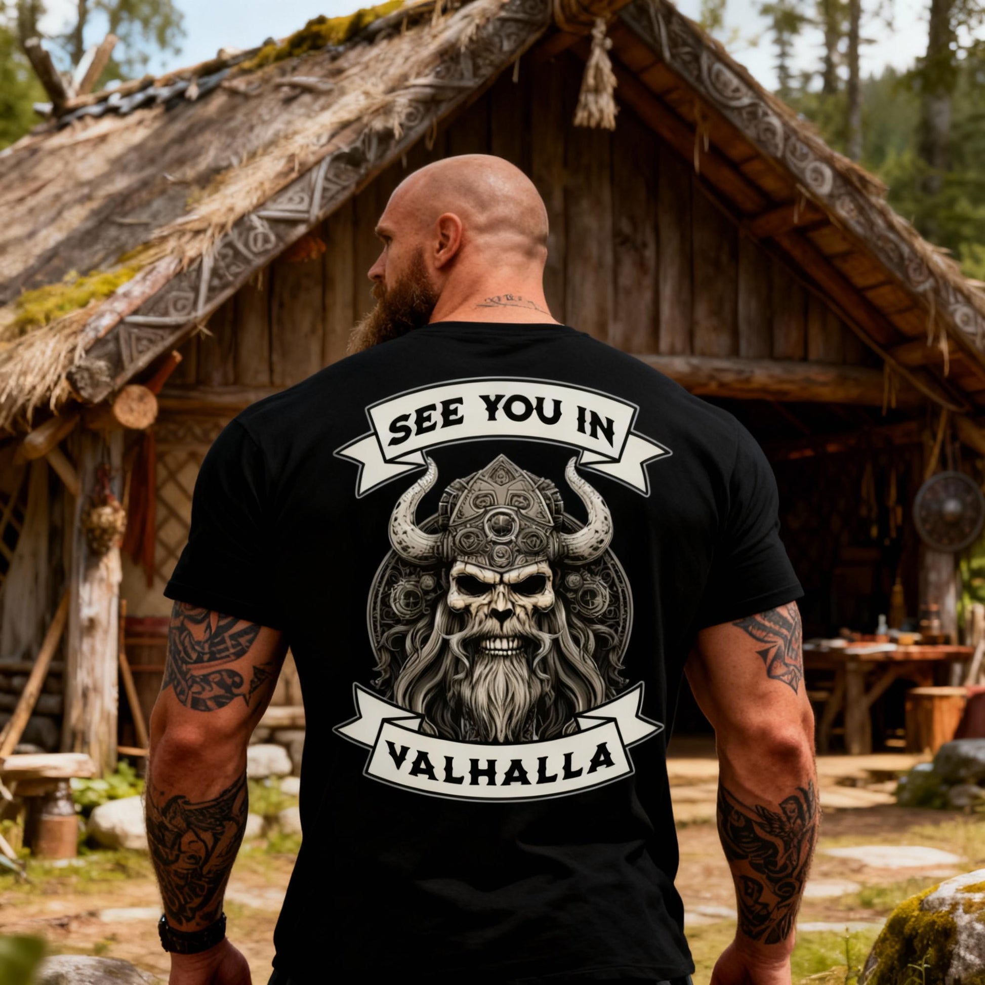 Viking Odin T-Shirt - Valhalla T-Shirt, Viking Ship Shirt, Norse Mythology Tee for Men & Women