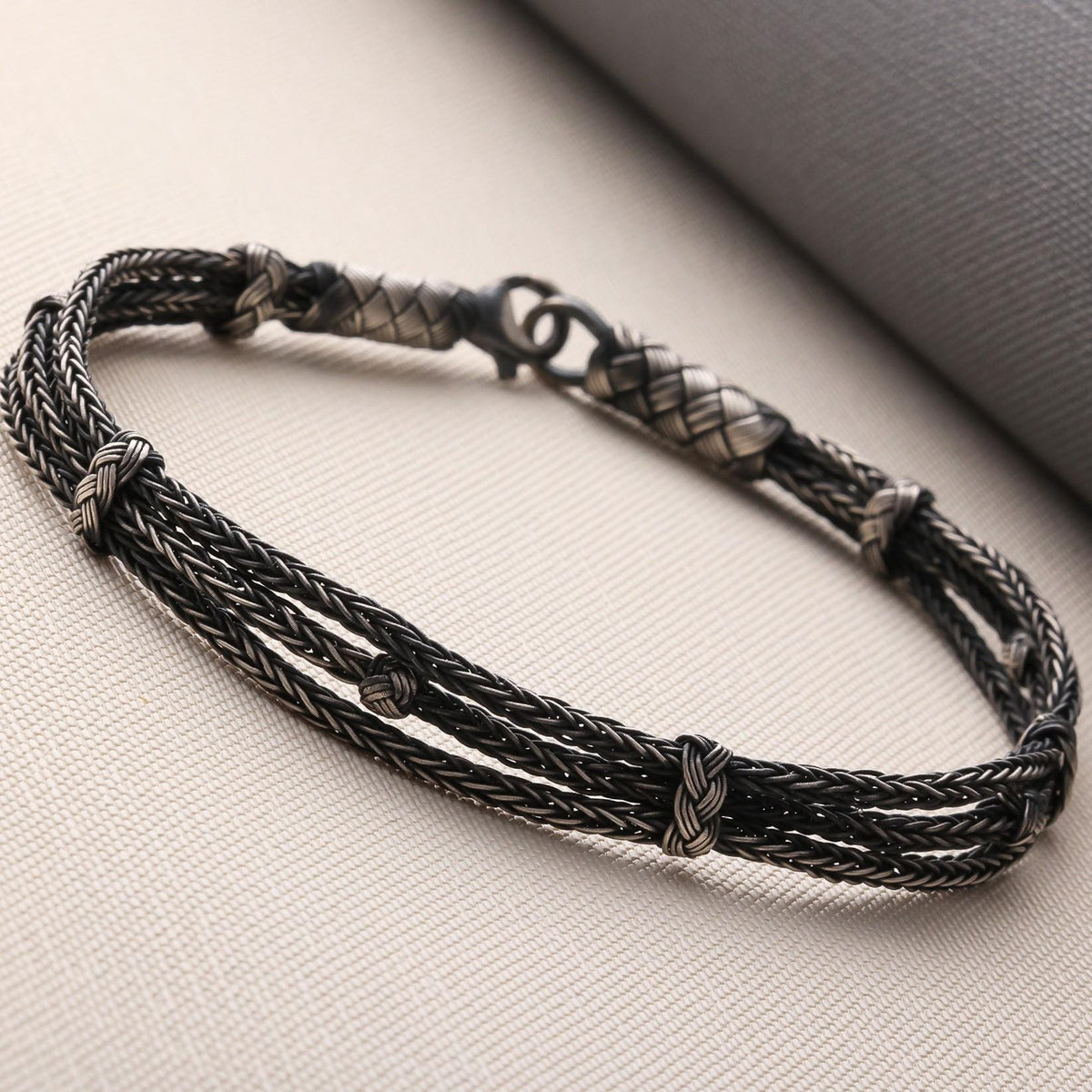 Viking Bracelet - 999 Sterling Silver Kazaziye Hand Braided Bracelet Men, Oxidized Woven Celtic