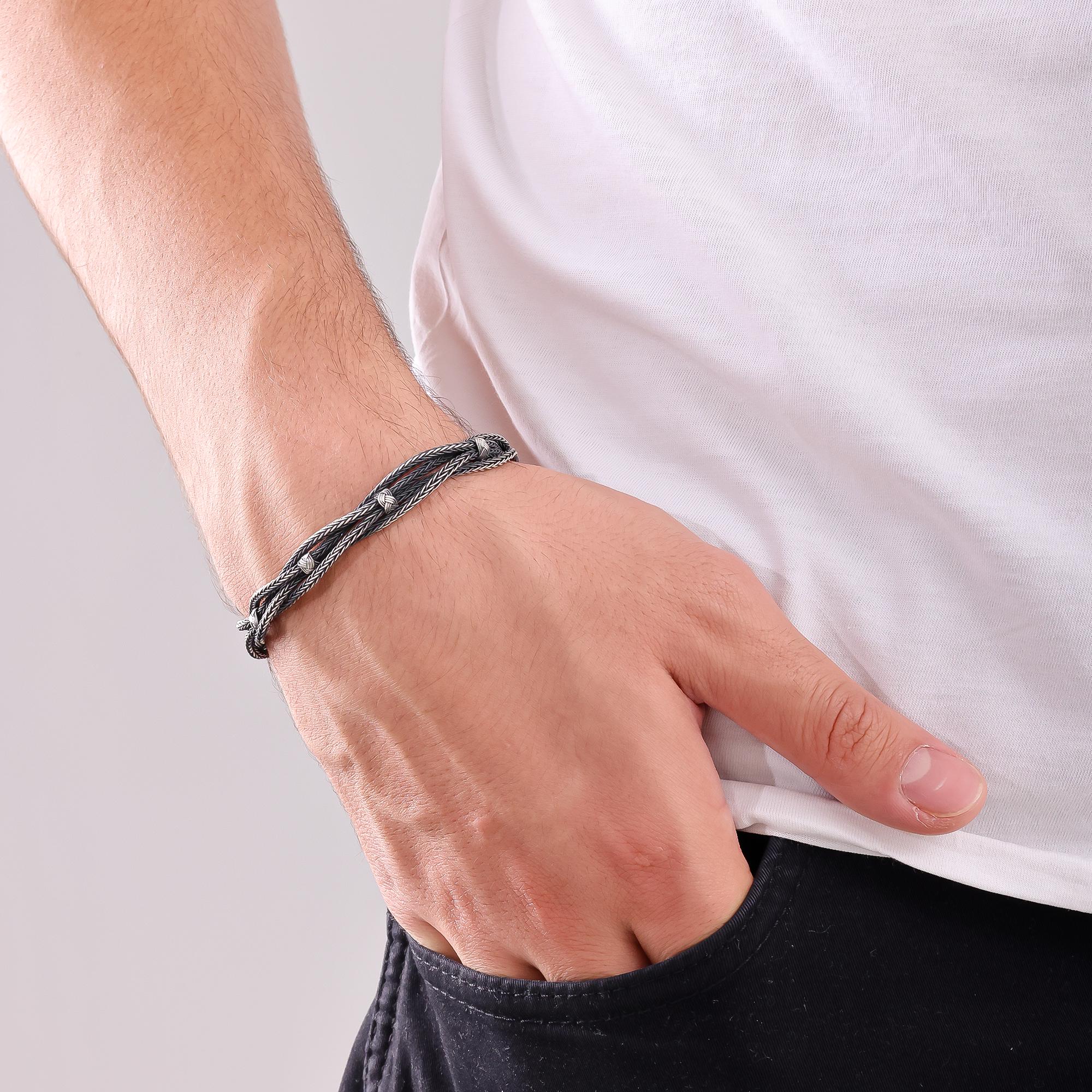 Viking Bracelet - 999 Sterling Silver Kazaziye Hand Braided Bracelet Men, Oxidized Woven Celtic
