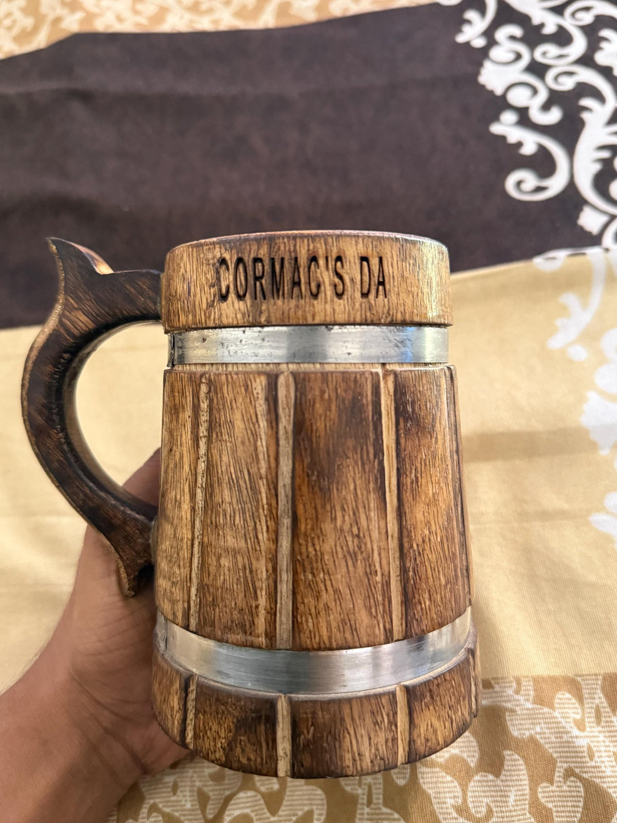 Viking Mug - Handcrafted Wooden Beer Mug: Rustic Viking Tankard with Stainless Steel Lining