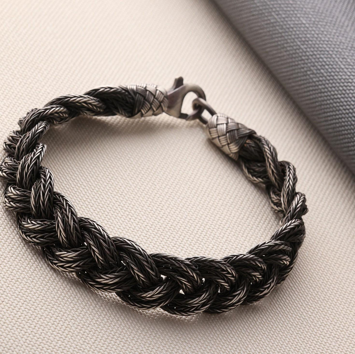 Viking Bracelet - 999 Sterling Silver Kazaziye Hand Braided Bracelet Men, Oxidized Woven Celtic