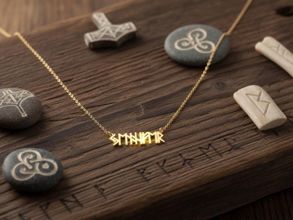 Viking Rune Necklace - Personalized Viking Alphabet Name Necklace Custom Viking Rune Secret Message