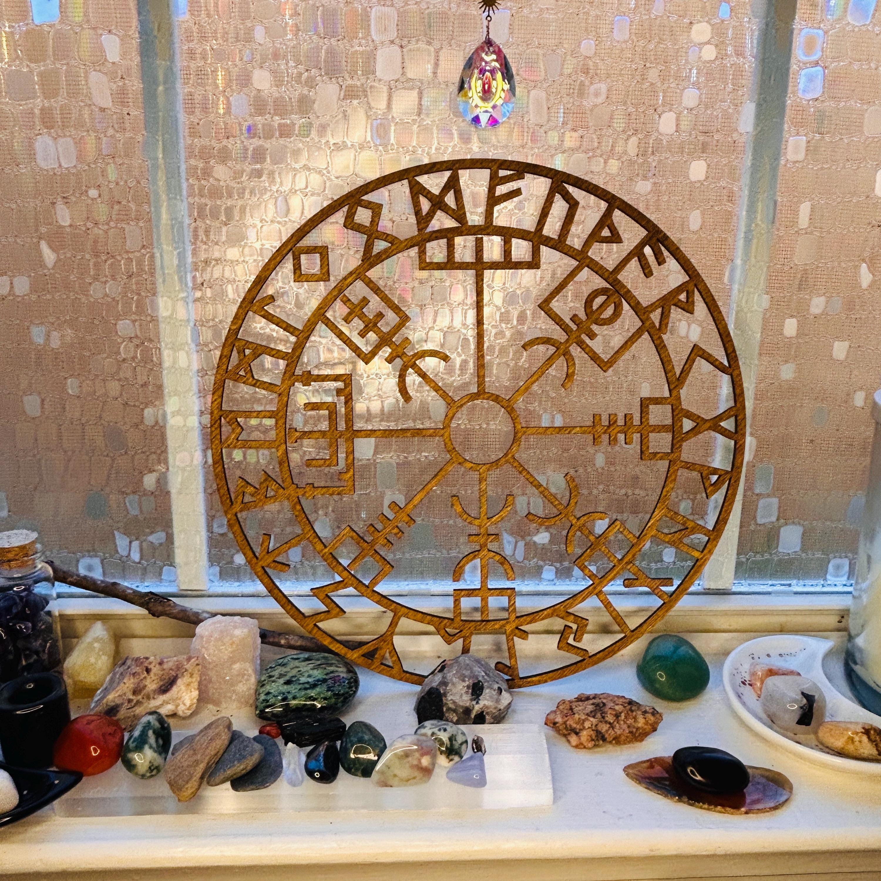 Viking Vegvisir Compass Blanket - Viking Vegvisir Wall Art Wooden Decor, Norse Compass Symbol Wall