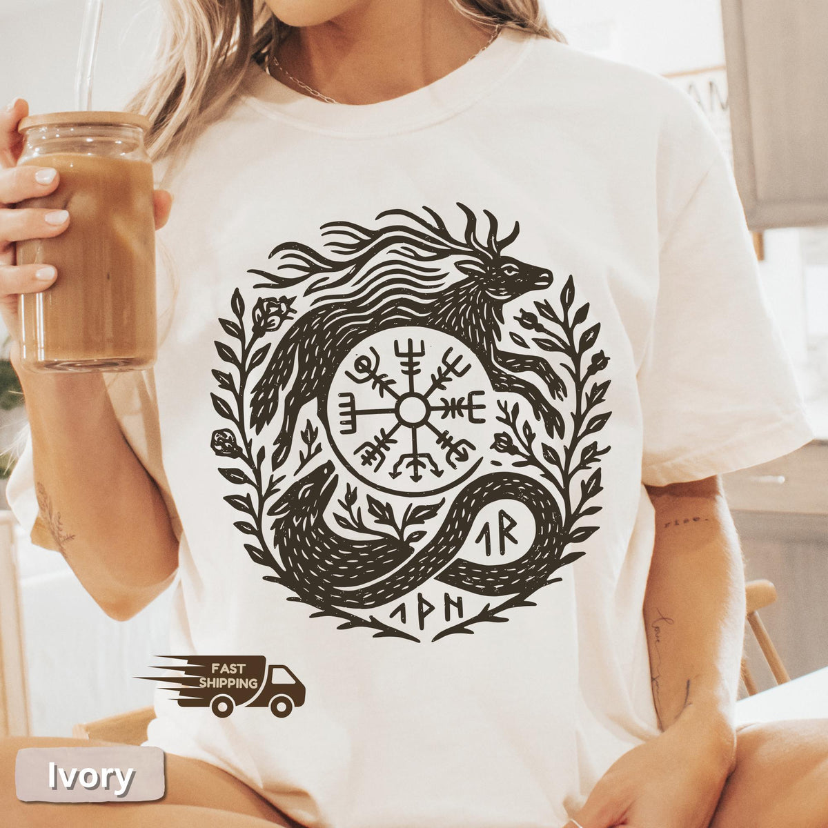 Viking Rune T-Shirt - Runer Viking Dark Tribal Pattern Grunge Men's Polo Shirt S-5XL