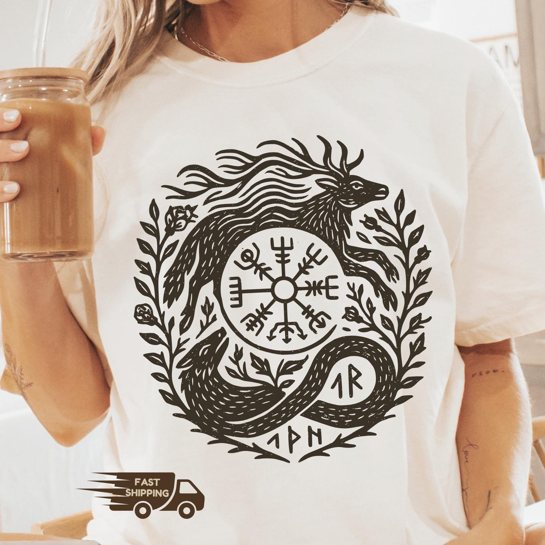 Viking T-Shirt - Viking Skull T-Shirt - Norse Mythology Tee - Nordic Warrior Art Shirt - Gothic