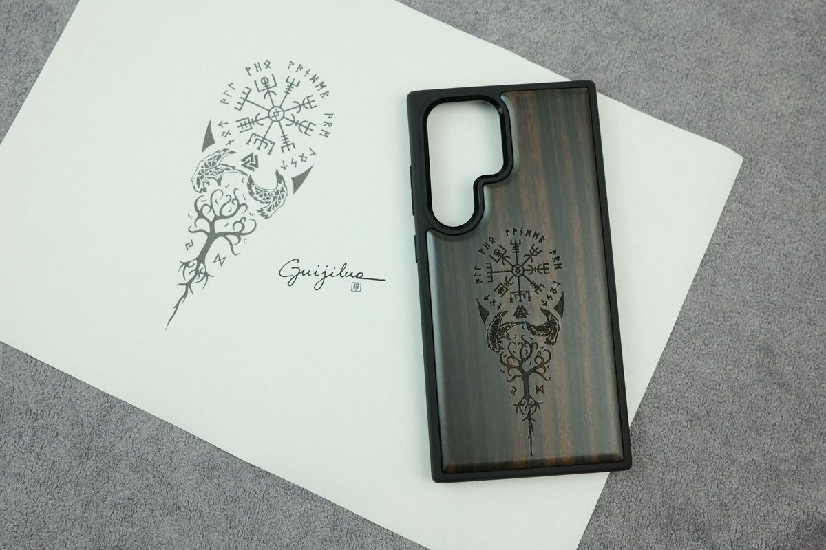 Viking Vegvisir Compass Costume & LARP - Custom Tattoo Engraved Phone Case, Vegvisir Viking Compass