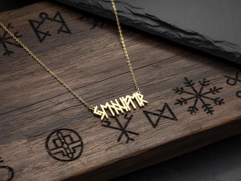 Viking Rune Necklace - Personalized Viking Alphabet Name Necklace Custom Viking Rune Secret Message