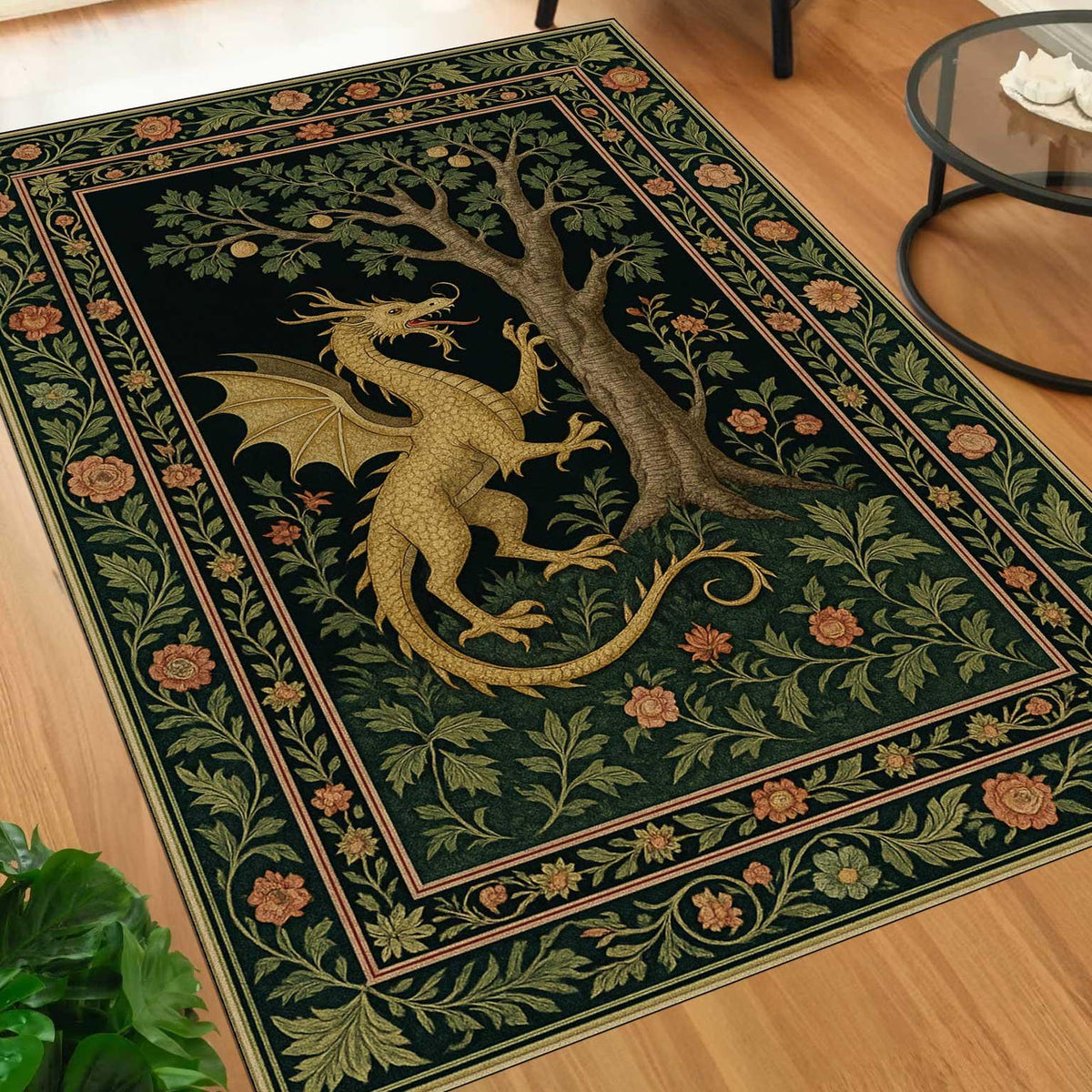 Viking Rug - Viking Dragon Knotwork Rug, Norse Mythology, Celtic Serpent Warrior (40x60cm)