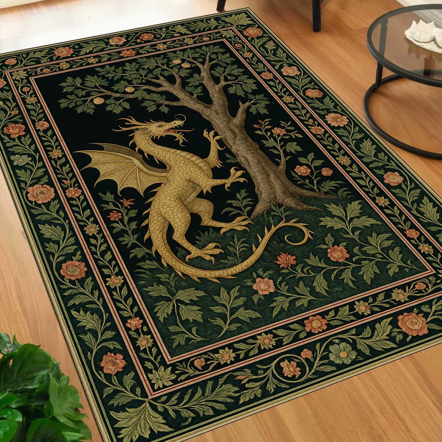 Viking Rug - Viking Dragon Knotwork Rug, Norse Mythology, Celtic Serpent Warrior (40x60cm)