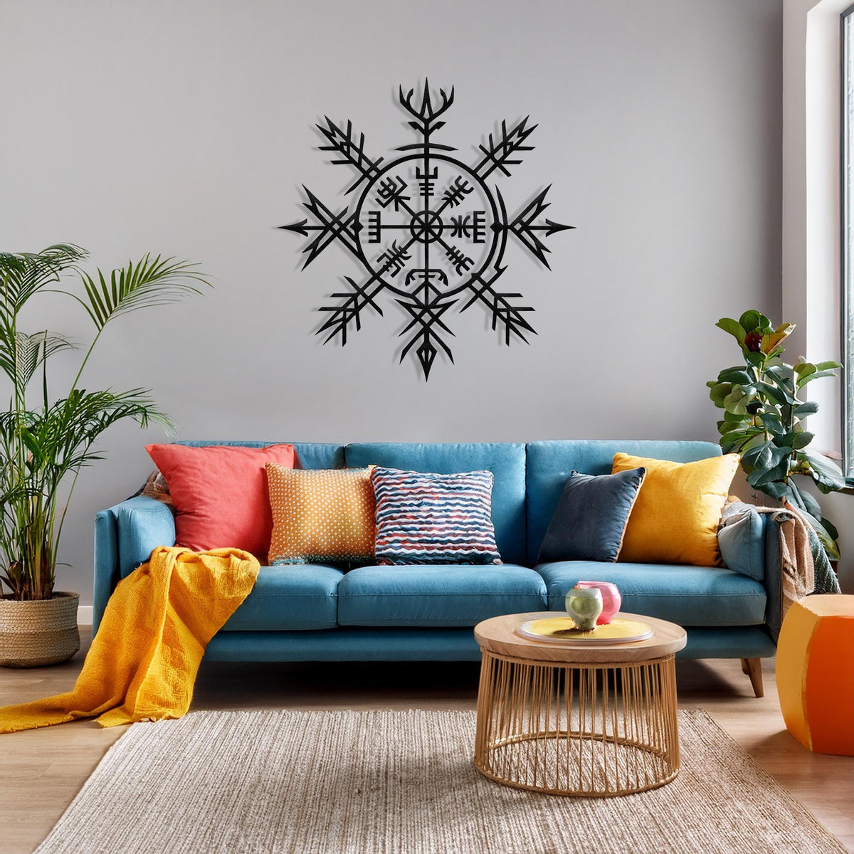 Viking Blanket - Norse Protection Symbol, Scandinavian Wall Hanging, Viking Decor