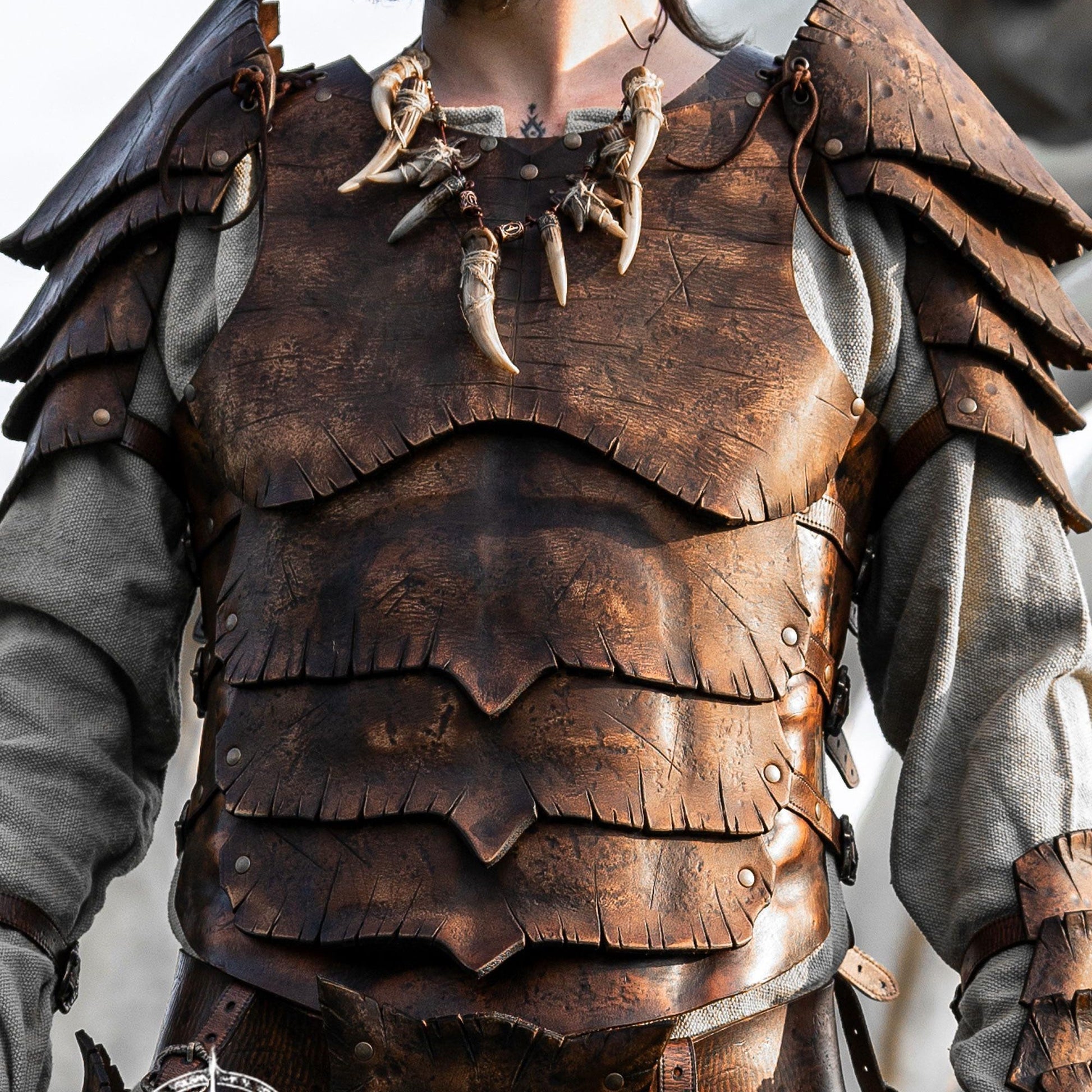 Viking Jacket - Handmade Viking Leather Jacket for Men Norse Warrior Fur Collar Coat, Medieval
