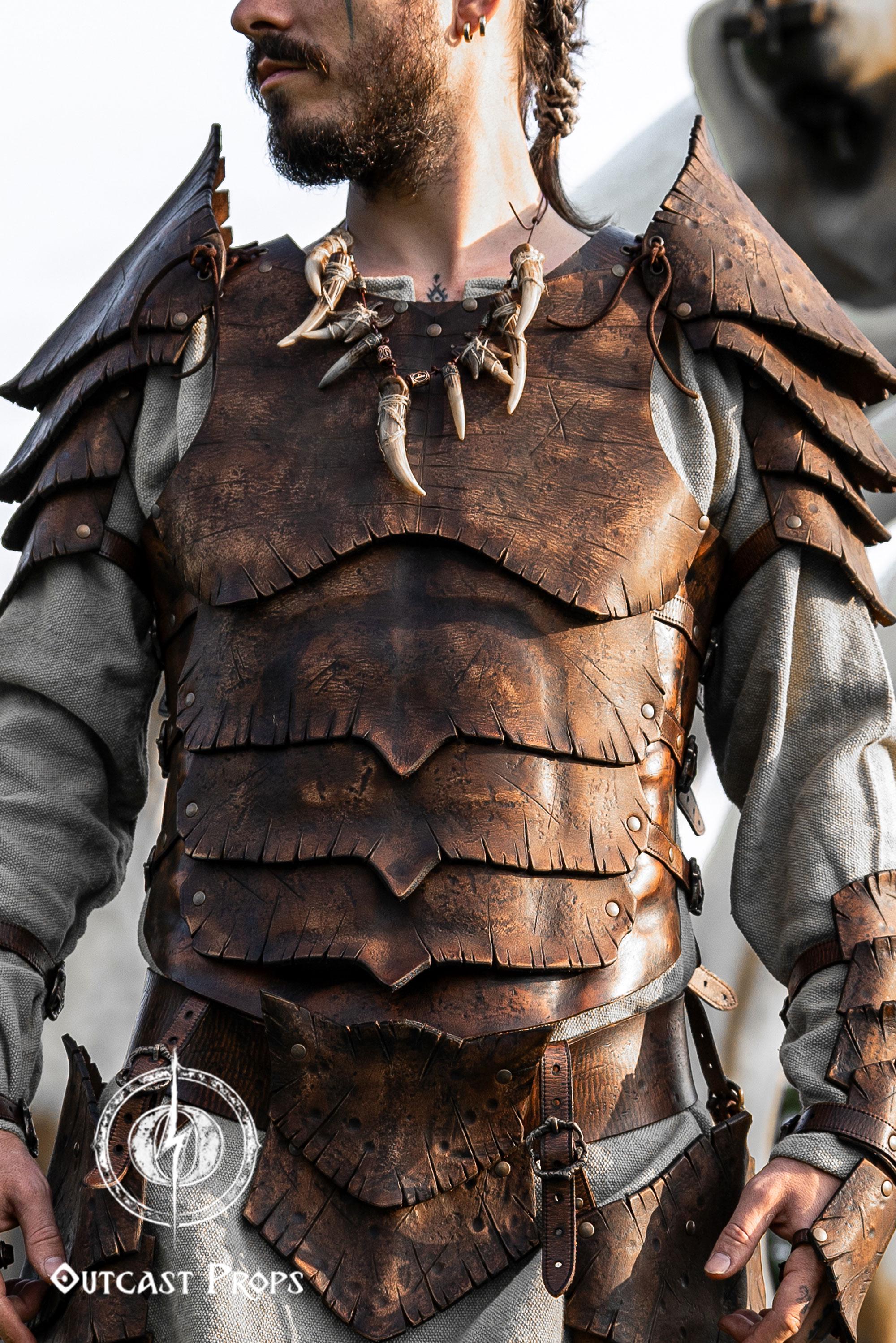 Viking Jacket - Viking Jarl Leather Coat Men Fur Collar Norse Warrior Medieval Fantasy Cosplay