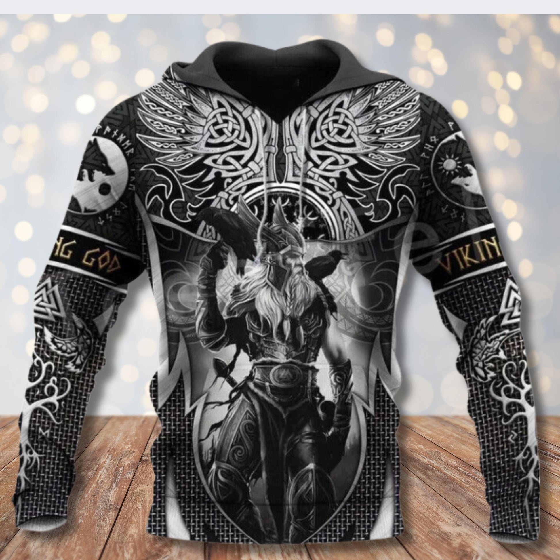 Viking Odin Hoodie - Viking Odin 3D Hoodie, Norse Tattoo Art, Unisex Fleece Sweatshirt