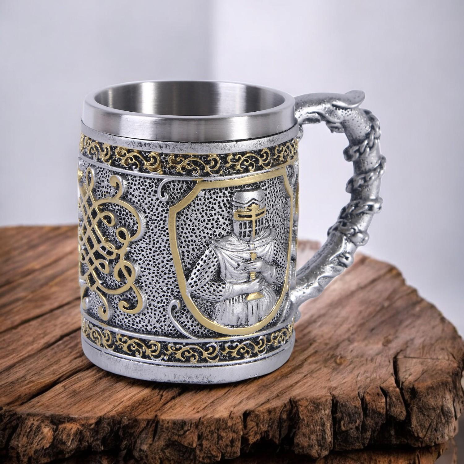 Viking Mug - Ivar the Bloodthirsty Viking Mug, 600ml Stainless Steel Beer Stein, Norse Warrior Cup