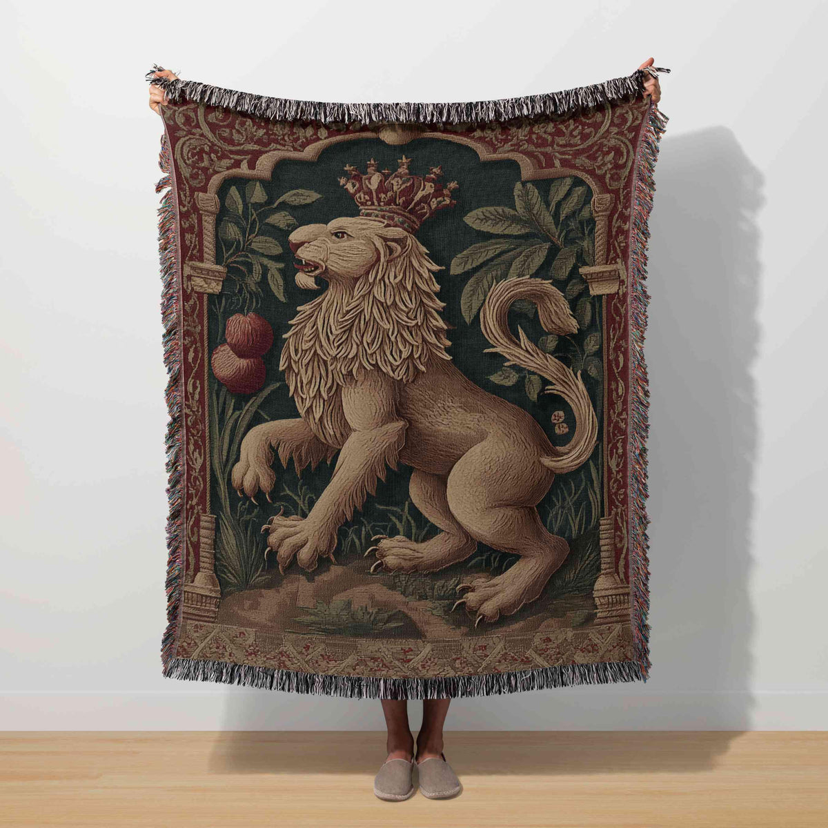 Viking Thor's Hammer Blanket - Viking Longship Woven Blanket, Medieval Norse Mythology Tapestry