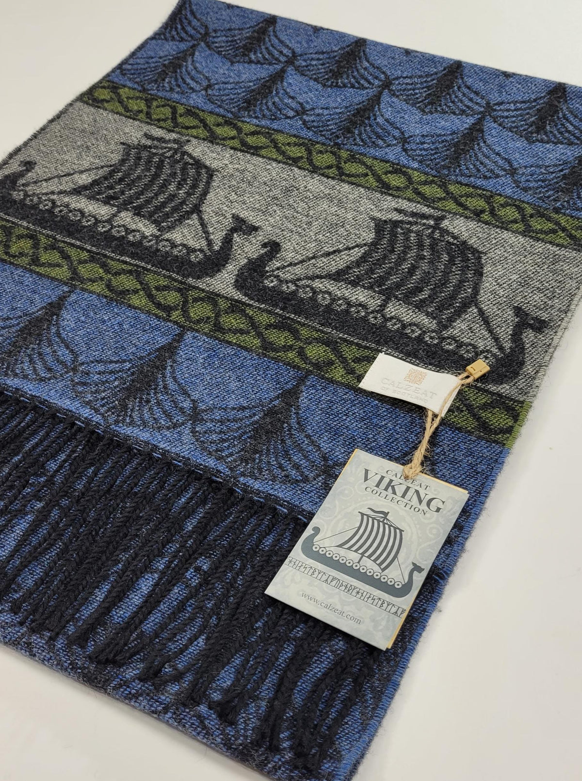 Viking Home Decor - Made in Scotland Jacquard Woven Viking Ship Serpent Scarf