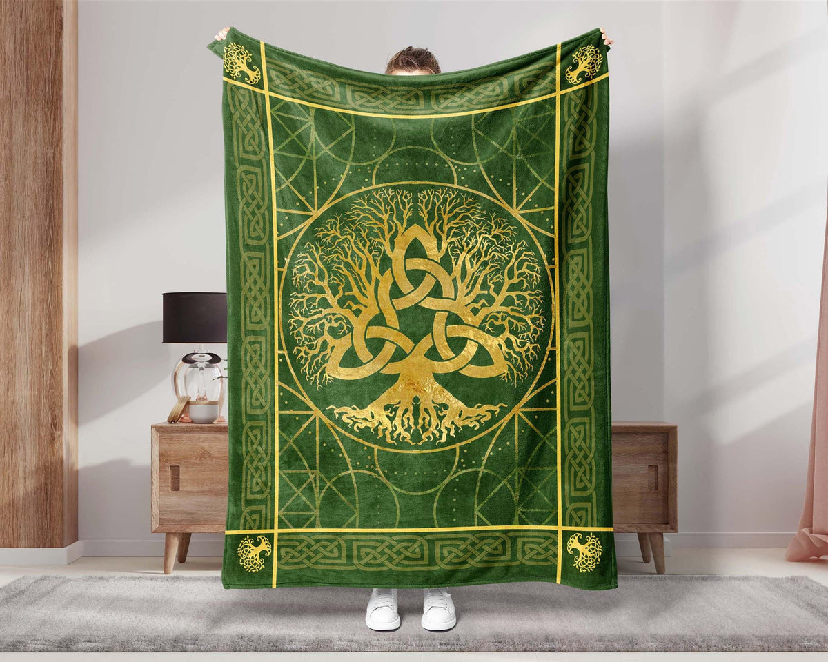 Viking Yggdrasil Tree of Life Blanket - Yggdrasil Minky Large Blanket 60x80, Tree of Life Throw
