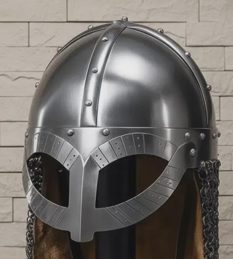 Viking Costume & LARP - Handmade Steel Viking Helmet with Chainmail, Norse Warrior Cosplay