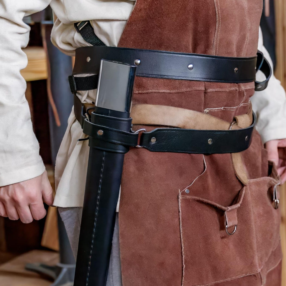 Viking Costume & LARP - Medieval Belt with Pouches for Men, Viking Leather Waist Bag Set