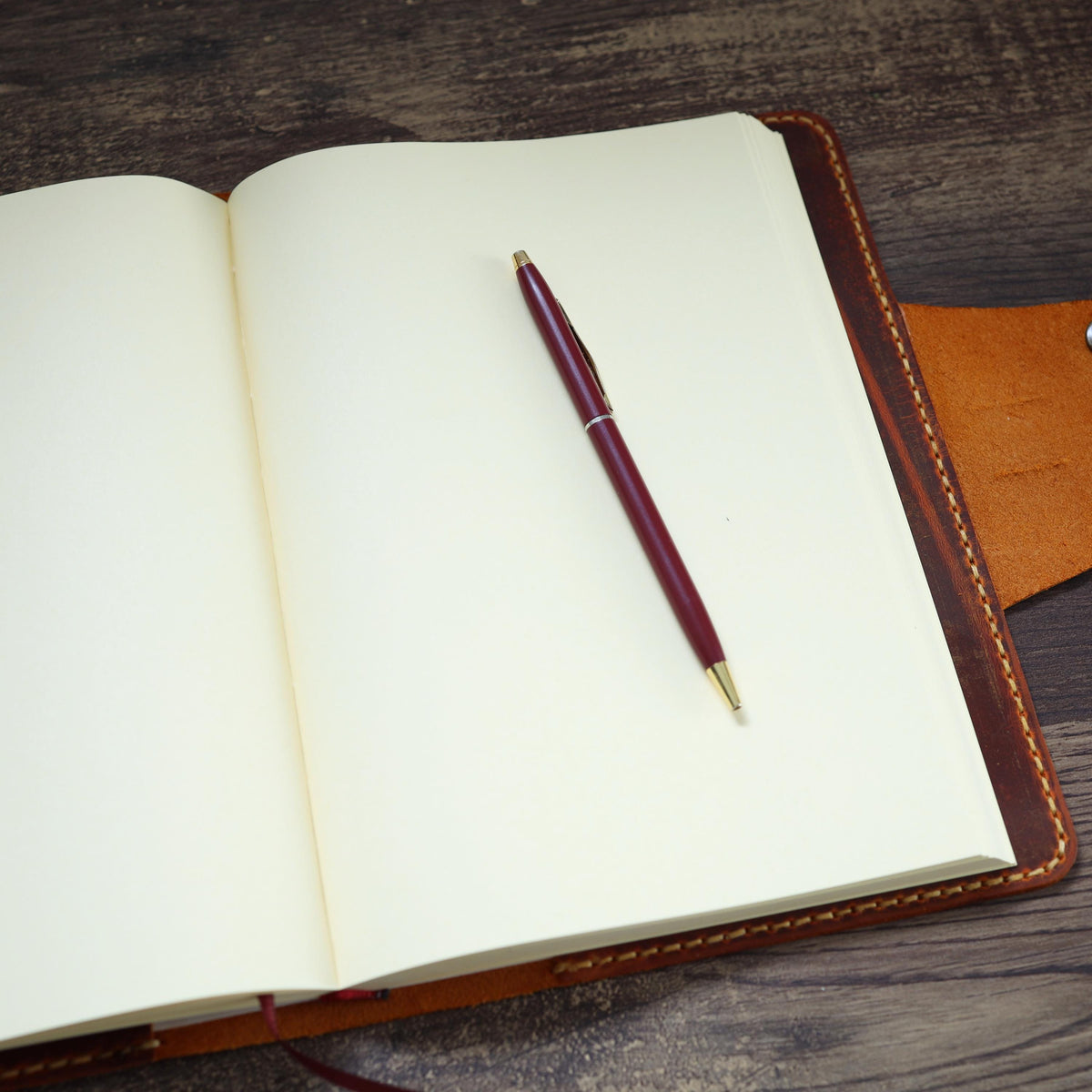 Viking Leather Accessory - Personalised Leather Journal: Refillable A5 Viking Norse Design, Camel