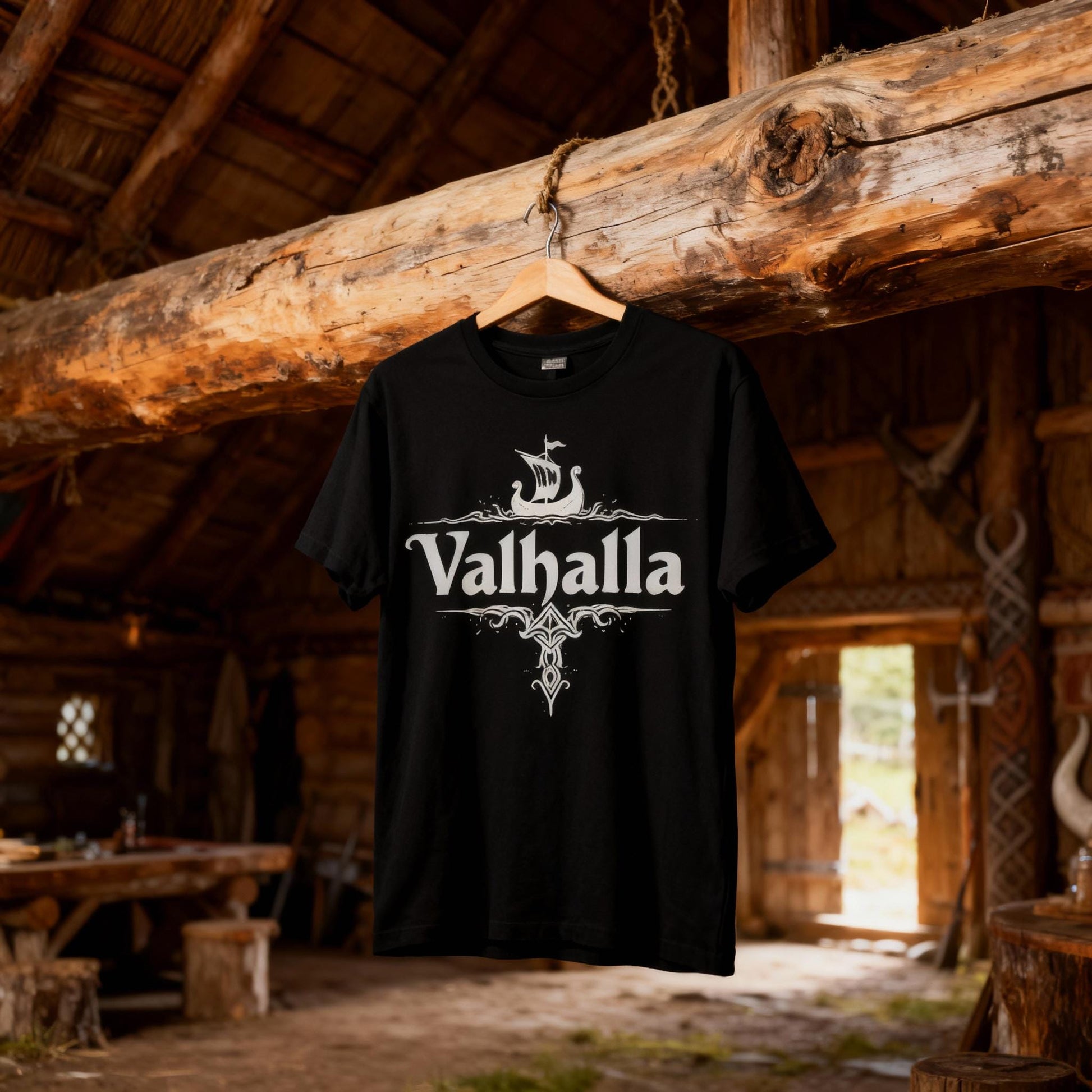 Viking Odin T-Shirt - Valhalla T-Shirt, Viking Ship Shirt, Norse Mythology Tee for Men & Women