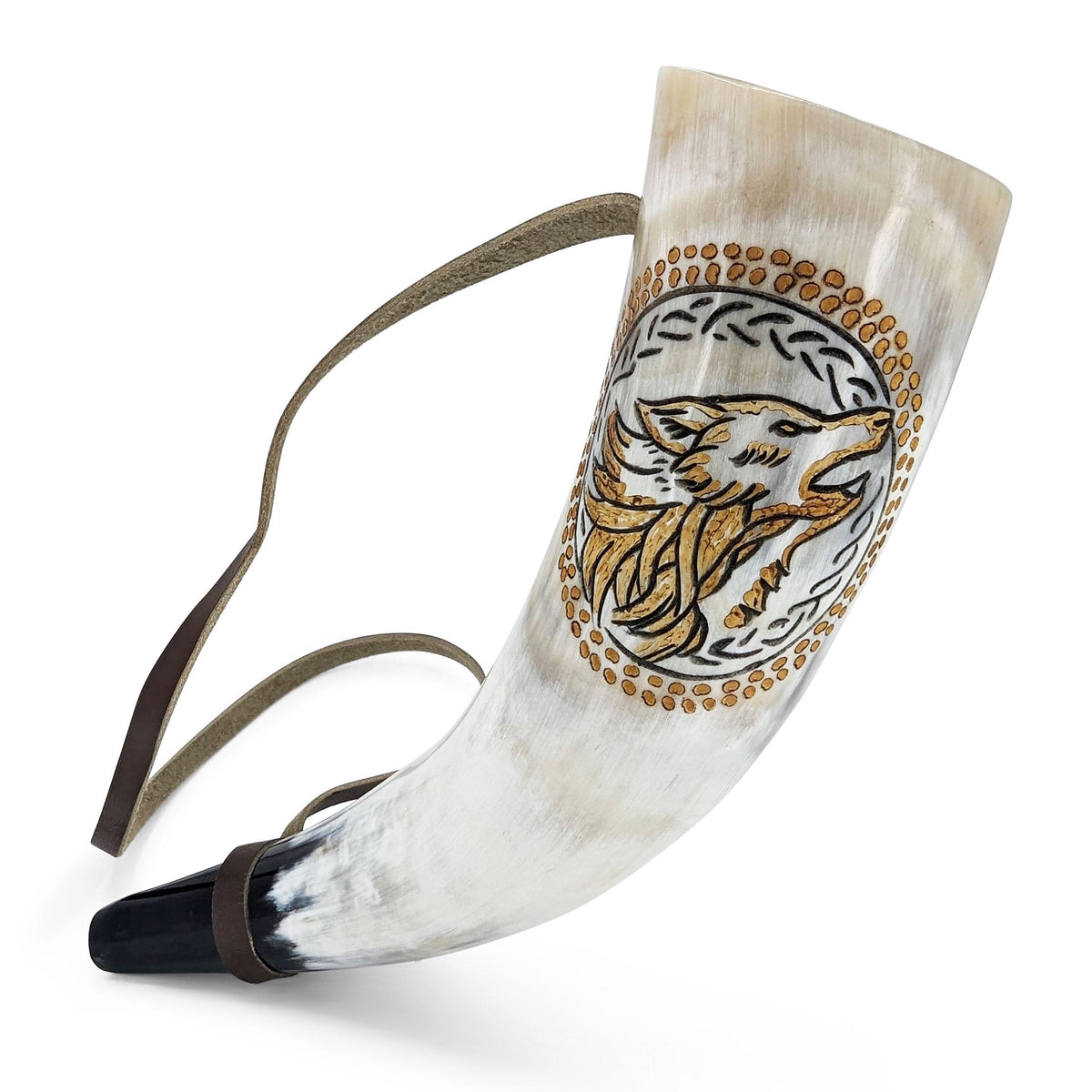 Viking Thor's Hammer Mug - Viking horn-Norse symbol engraved Horn Mugs - Vegvisir, Thor's Hammer