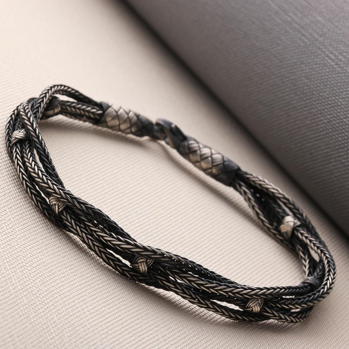 Viking Bracelet - 999 Sterling Silver Kazaziye Hand Braided Bracelet Men, Oxidized Woven Celtic